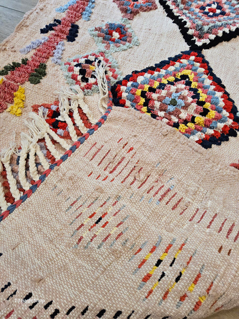Tapis berbère - Boucherouite Nouveau 1.45m x 0.95m Design Azilal