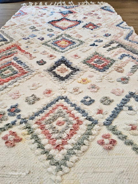 Tapis berbère - Boucherouite Nouveau 1.58m x 0.87m Design Azilal