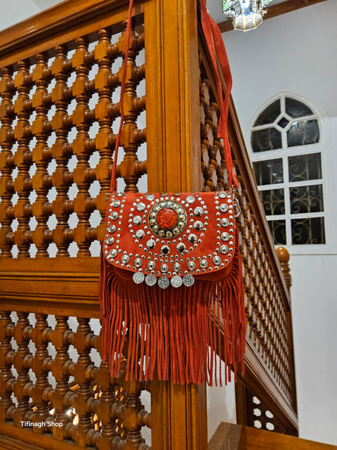 Marokkanischer Shopper aus Samt mit Tasche