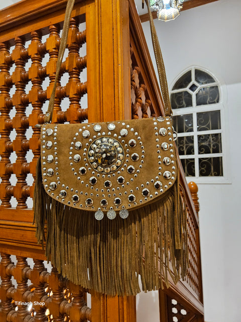 Marokkanischer Shopper aus Samt mit Tasche
