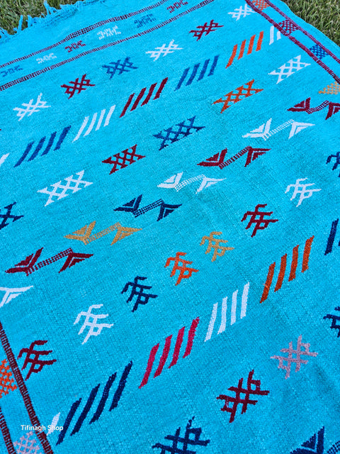 Berber rug - Taznakht kilim velvet 1.53m x 1.03m
