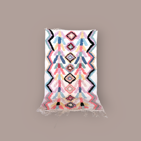 Tapis berbère - Boucherouite Nouveau 1.65m x 1.01m Design Azilal