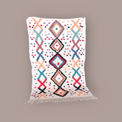Tapis berbère - Boucherouite Nouveau 1.50m x 0.96m Design Azilal