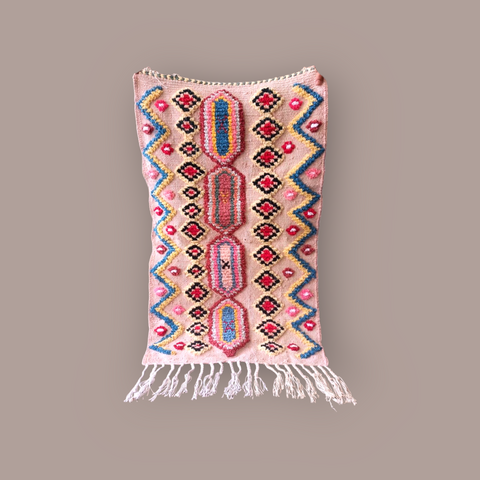 Tapis berbère - Boucherouite Nouveau 1.10m x 0.67m Design Azilal