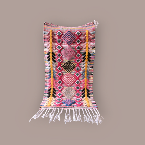 Tapis berbère - Boucherouite Nouveau 1.08m x 0.62m Design Azilal