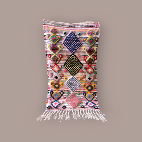 Tapis berbère - Boucherouite Nouveau 1.10m x 0.63m Design Azilal