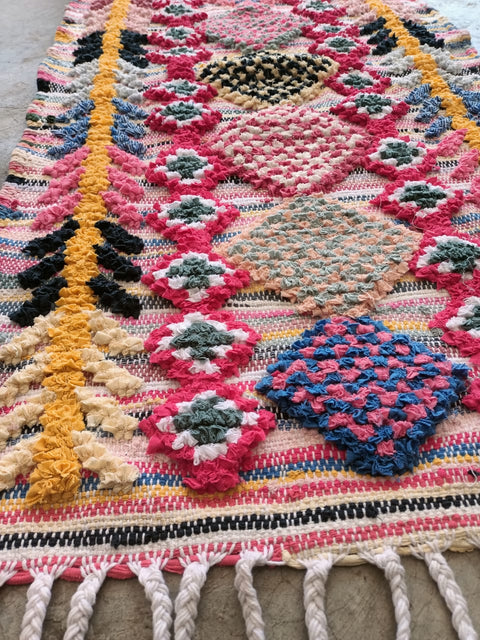 Tapis berbère - Boucherouite Nouveau 1.08m x 0.62m Design Azilal