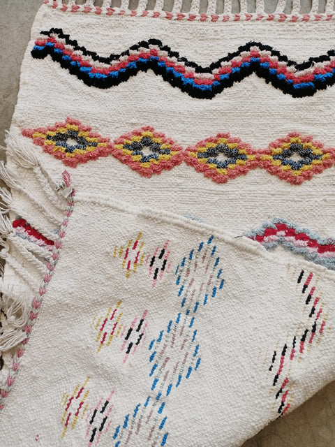 Tapis berbère - Boucherouite Nouveau 1.08m x 0.65m Design Azilal