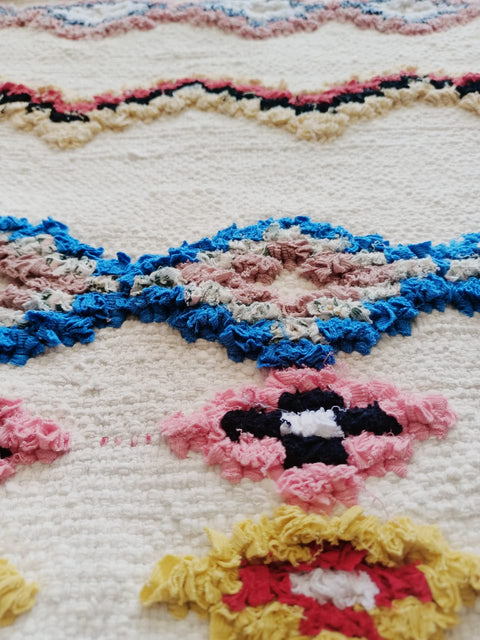 Tapis berbère - Boucherouite Nouveau 1.08m x 0.65m Design Azilal