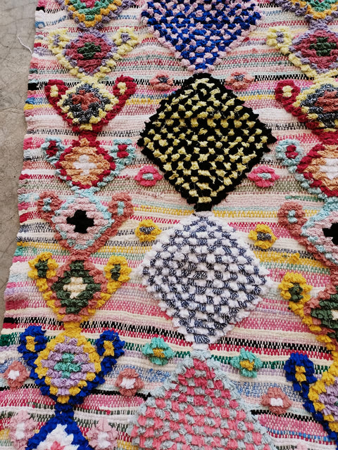 Tapis berbère - Boucherouite Nouveau 1.10m x 0.63m Design Azilal