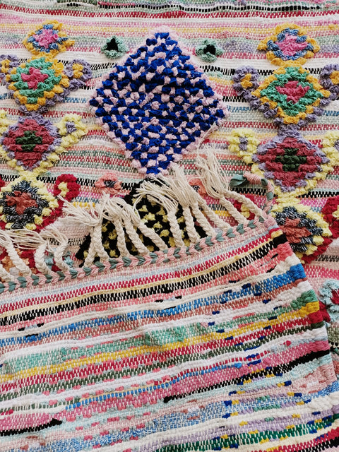 Tapis berbère - Boucherouite Nouveau 1.10m x 0.63m Design Azilal