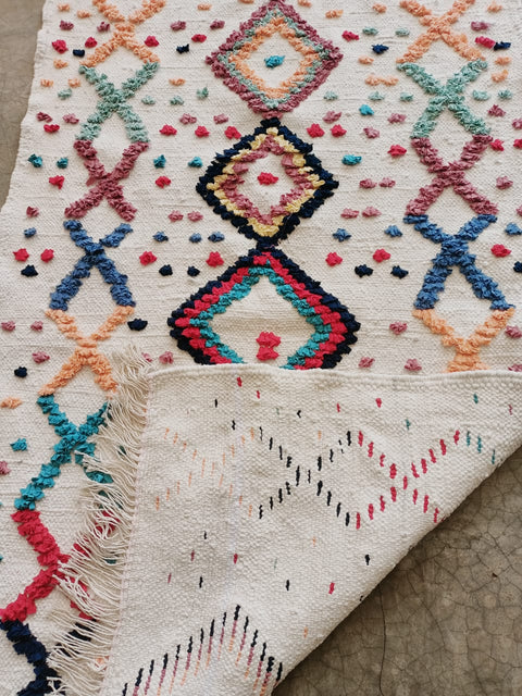 Tapis berbère - Boucherouite Nouveau 1.50m x 0.96m Design Azilal