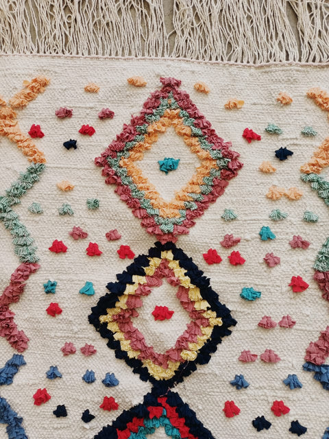 Tapis berbère - Boucherouite Nouveau 1.50m x 0.96m Design Azilal