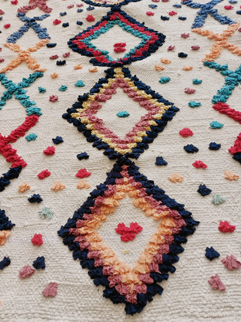 Tapis berbère - Boucherouite Nouveau 1.50m x 0.96m Design Azilal