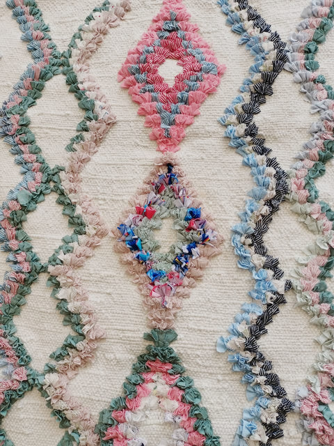 Tapis berbère - Boucherouite Nouveau 1.49m x 1.00m Design Azilal