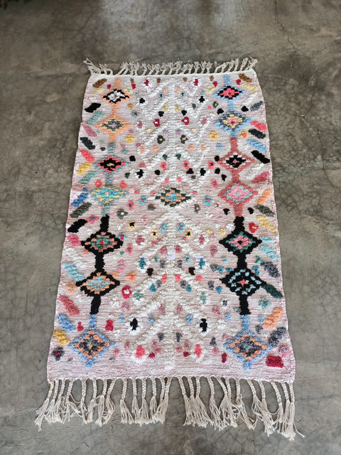 Tapis berbère - Boucherouite Nouveau 1.50m x 0.92m Design Azilal