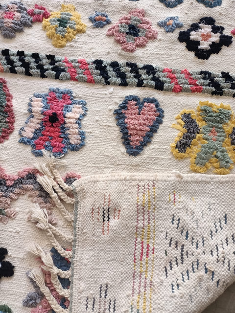 Tapis berbère - Boucherouite Nouveau 1.50m x 1.02m Design Azilal