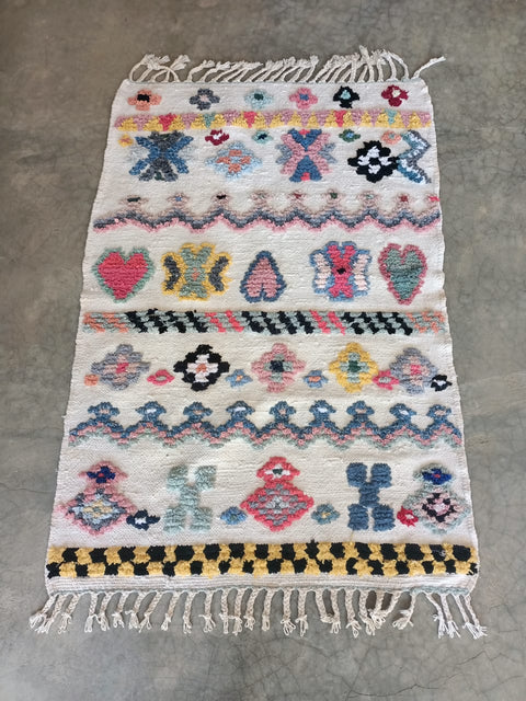 Tapis berbère - Boucherouite Nouveau 1.50m x 1.02m Design Azilal