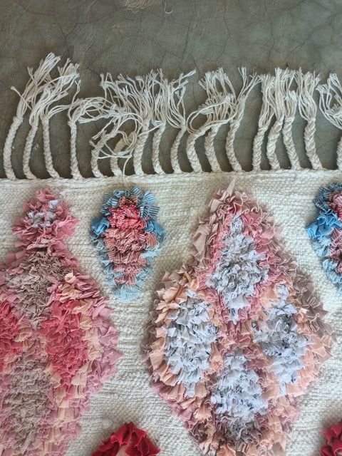 Tapis berbère - Boucherouite Nouveau 1.55m x 1.06m Design Azilal