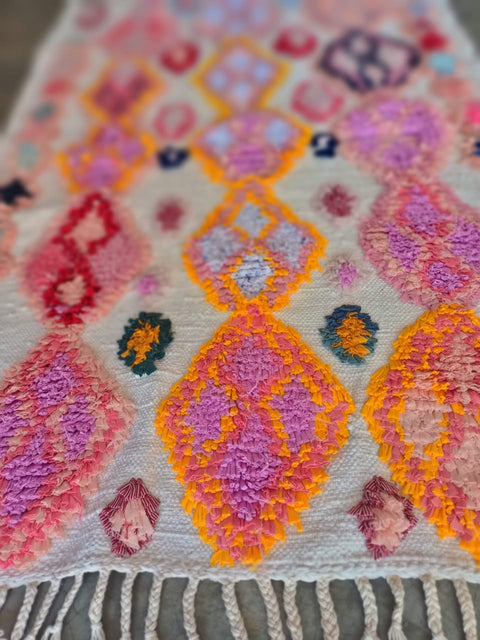 Tapis berbère - Boucherouite Nouveau 1.55m x 1.06m Design Azilal