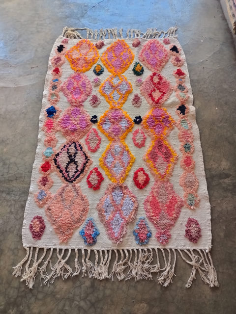 Tapis berbère - Boucherouite Nouveau 1.55m x 1.06m Design Azilal