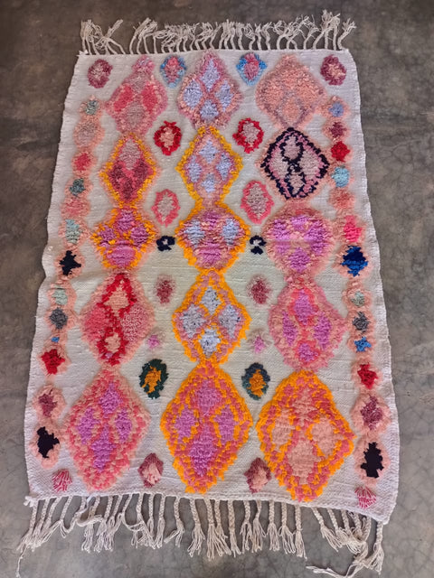 Tapis berbère - Boucherouite Nouveau 1.55m x 1.06m Design Azilal