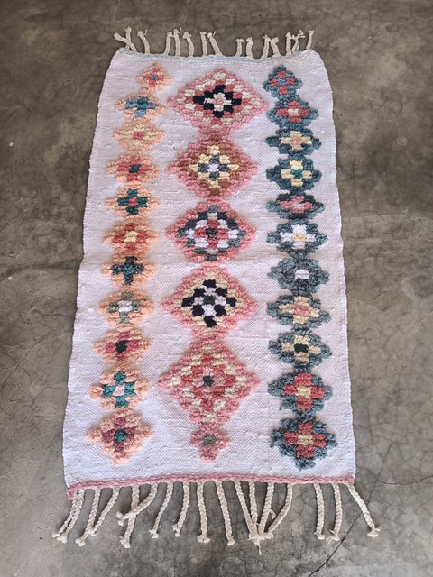 Tapis berbère - Boucherouite Nouveau 1.20m x 0.70m Design Azilal