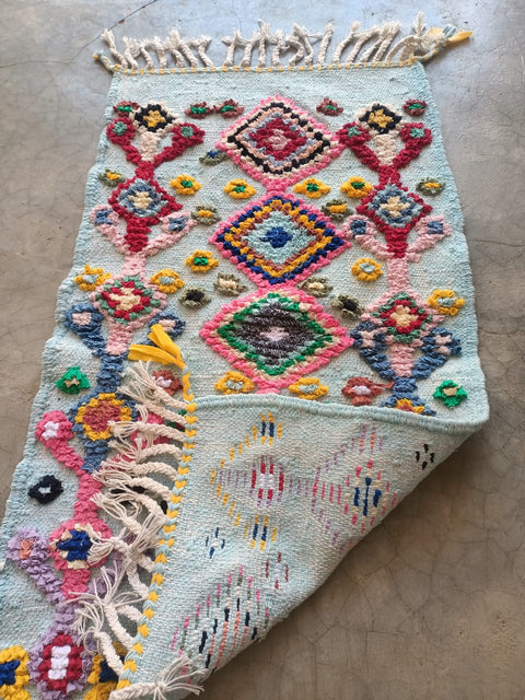 Tapis berbère - Boucherouite Nouveau 1.08m x 0.62m Design Azilal