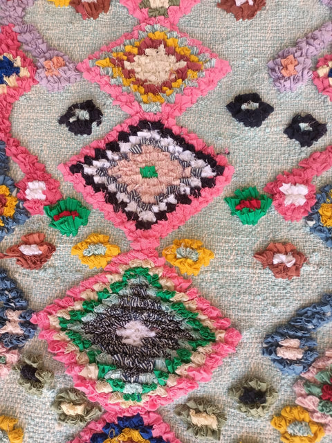 Tapis berbère - Boucherouite Nouveau 1.08m x 0.62m Design Azilal