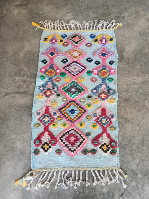 Tapis berbère - Boucherouite Nouveau 1.08m x 0.62m Design Azilal