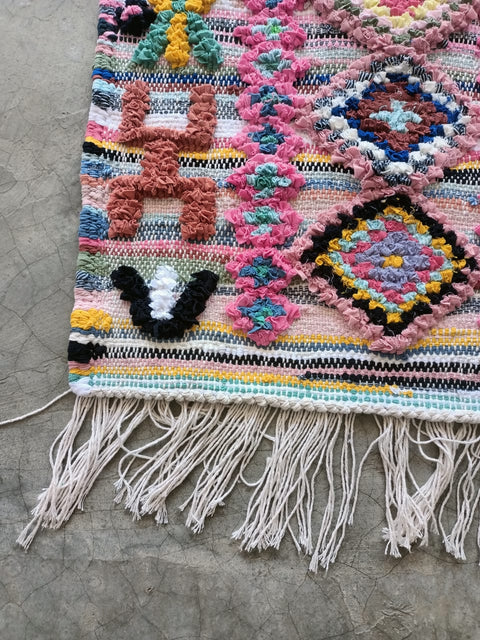 Tapis berbère - Boucherouite Nouveau 1.08m x 0.61m Design Azilal