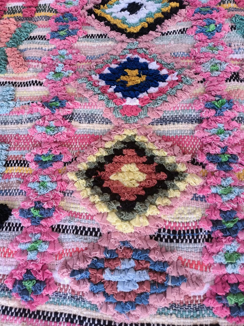 Tapis berbère - Boucherouite Nouveau 1.08m x 0.61m Design Azilal