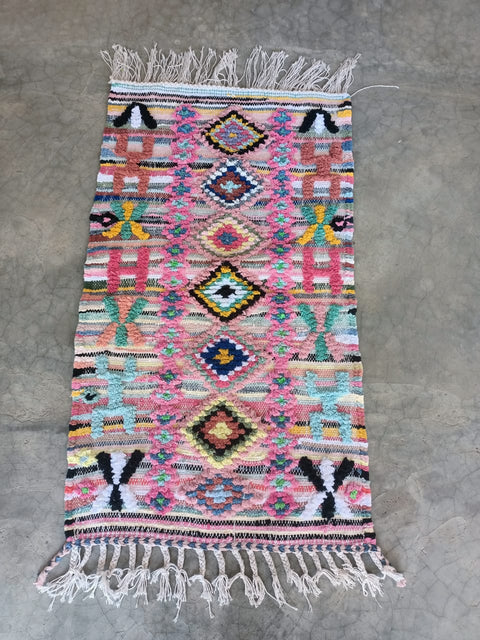 Tapis berbère - Boucherouite Nouveau 1.08m x 0.61m Design Azilal