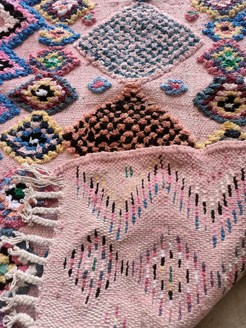 Tapis berbère - Boucherouite Nouveau 1.11m x 0.74m Design Azilal