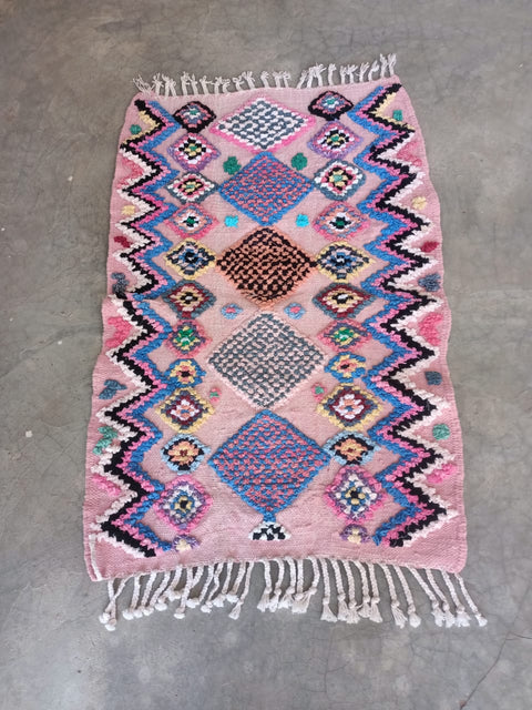 Tapis berbère - Boucherouite Nouveau 1.11m x 0.74m Design Azilal