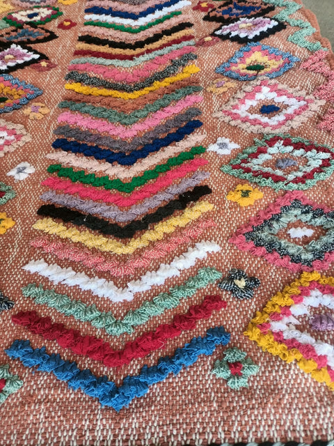 Tapis berbère - Boucherouite Nouveau 1.03m x 0.64m Design Azilal