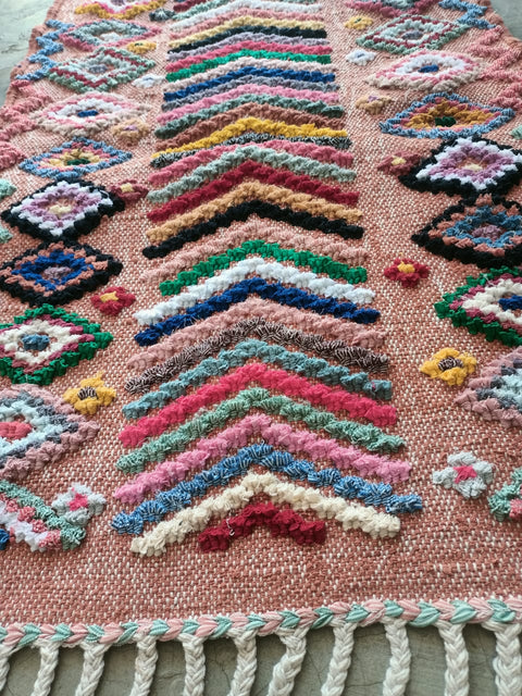 Tapis berbère - Boucherouite Nouveau 1.03m x 0.64m Design Azilal