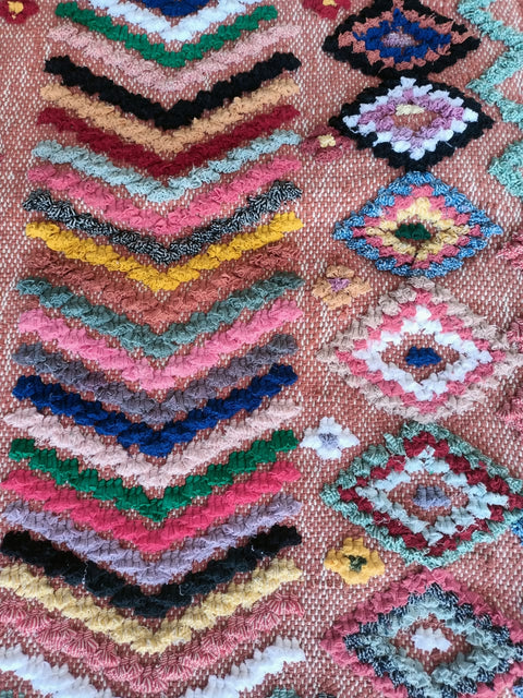 Tapis berbère - Boucherouite Nouveau 1.03m x 0.64m Design Azilal