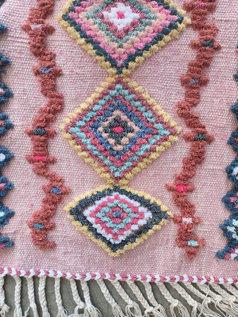 Tapis berbère - Boucherouite Nouveau 1.06m x 0.62m Design Azilal