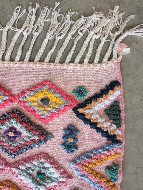 Tapis berbère - Boucherouite Nouveau 1.05m x 0.62m Design Azilal