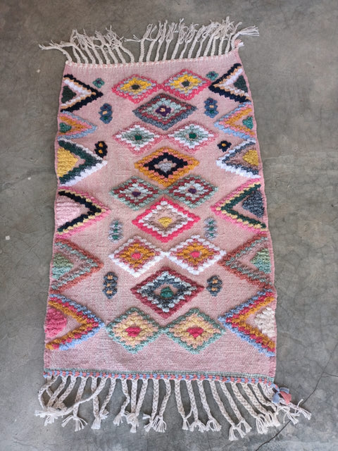 Tapis berbère - Boucherouite Nouveau 1.05m x 0.62m Design Azilal