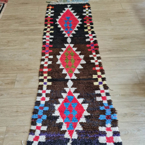 Tapis berbère - Boucherouite 2.10m x 0.64m